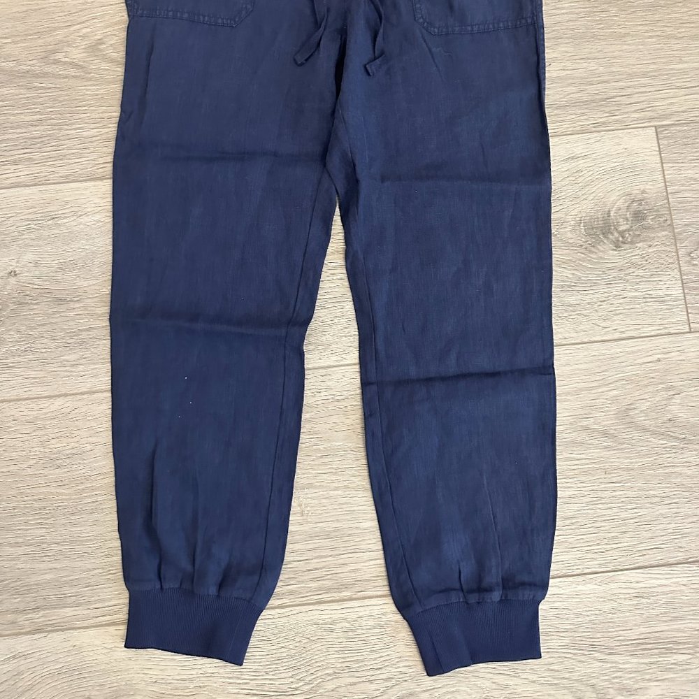 Caslon Linen Blend Cropped Cargo Pockets Jogger Pants Womens - Picture 3 of 7